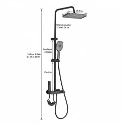 Colonne de douche graphite avec affichage température LED