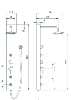 Colonne de douche hydromassante mécanique Cooke & Lewis Halola