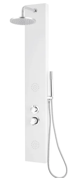 Colonne de douche hydromassante mécanique blanche, Edouard Rousseau