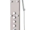 Colonne de douche hydromassante mécanique avec pommeau + douchette 1 jet + flexible, gris inox, Edouard Rousseau Orys