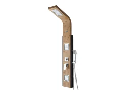 Colonne de douche hydromassante, pluie tropicale et panneau en bambou - 22 x 145 cm - DALIMA