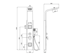 Colonne de douche hydromassante, pluie tropicale et panneau en bambou - 22 x 145 cm - DALIMA
