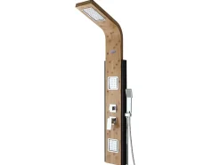Colonne de douche hydromassante, pluie tropicale et panneau en bambou - 22 x 145 cm - DALIMA