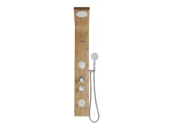 Colonne de douche hydromassante, pluie tropicale et panneau en bambou - 20 x 140 cm - TISSIA