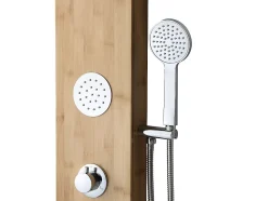 Colonne de douche hydromassante, pluie tropicale et panneau en bambou - 20 x 140 cm - TISSIA