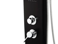 Colonne de douche hydromassante - noire - 20 x 132 cm - KOURBEA