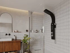 Colonne de douche hydromassante - noire - 20 x 132 cm - KOURBEA