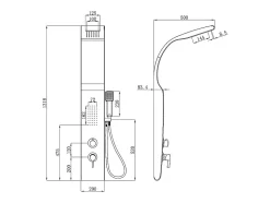 Colonne de douche hydromassante - noire - 20 x 132 cm - KOURBEA