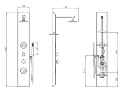 Colonne de douche hydromassante noire - 130 x 20 cm - JUBIDA
