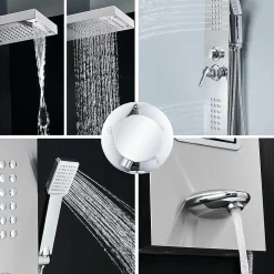 Colonne de douche hydromassante LULY 4 jets + 1 robinet Gris - Saniverre