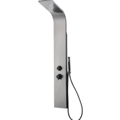 Colonne de douche hydromassante mécanique avec pommeau + douchette + flexible finition gun metal Essebagno Esseflat