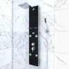 Colonne de douche hydromassante mécanique avec pommeau + douchette + flexible, noir, Galedo Glass