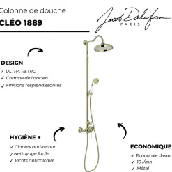 Colonne de douche JACOB DELAFON Cléo 1889 Or beige + nettoyant Briochin