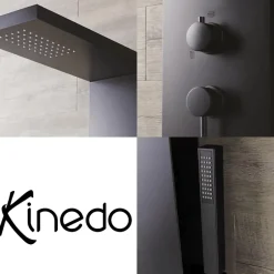 Colonne de douche KINEDO Aquastyle inox laquée noir mat + nettoyant Briochin