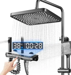 Colonne de douche LED avec tête pluie grand format