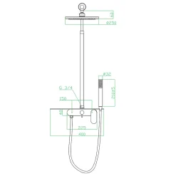 Colonne de douche mécanique avec tablette chromée Essebagno Apsara II