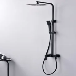 Colonne de douche mécanique avec barre extensible SKY BATH noir mat PVD Inox S304 série ARMY