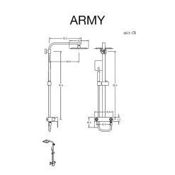 Colonne de douche mécanique avec barre extensible SKY BATH noir mat PVD Inox S304 série ARMY
