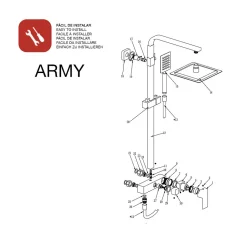 Colonne de douche mécanique avec barre extensible SKY BATH noir mat PVD Inox S304 série ARMY