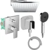 Colonne de douche mécanique HANSGROHE Vernis Shape Douche de tête Vernis Shape Flexible Designflex Douchette Pulsify chromé