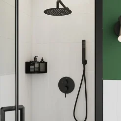 Colonne de douche mécanique encastrée en laiton massif finition noir mat, GoodHome Owens