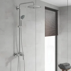 Colonne de douche mécanique avec pommeau + douchette 3 jets + flexible + barre réglable, chrome, Grohe Vitalio Joy System 260