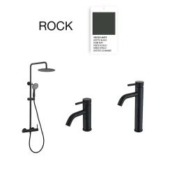 Colonne de douche mécanique avec barre extensible SKY BATH noir mat PVD Inox S304 série ROCK