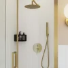 Colonne de douche mécanique encastrée en laiton massif finition satin, GoodHome Owens