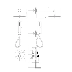 Colonne de douche mécanique encastrée en laiton massif finition satin, GoodHome Owens