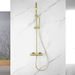 Colonne de douche mécanique avec barre extensible SKY BATH or brossé PVD série DIAMOND