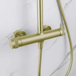 Colonne de douche mécanique avec barre extensible SKY BATH or brossé PVD série DIAMOND