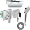 Colonne de douche mécanique HANSGROHE Vernis Shape Douche de tête Vernis Shape Flexible Métaflex Douchette Vernis Blend chromé