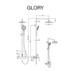 Colonne de douche mécanique avec barre extensible SKY BATH chromé série GLORY