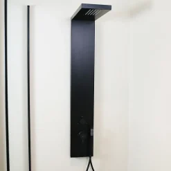 Colonne de douche mécanique avec douchette et flexible, aluminium noir, Essebagno Essekadra