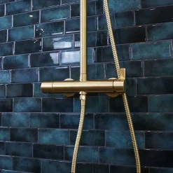 Colonne de douche mécanique or brossé 300 Essebagno Delice II