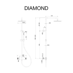 Colonne de douche mécanique avec barre extensible SKY BATH chromé série DIAMOND
