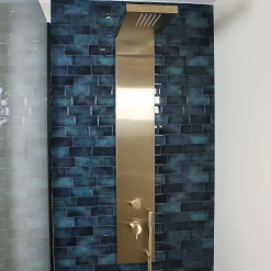 Colonne de douche mécanique avec douchette et flexible, aluminium doré, Essebagno Essekadra