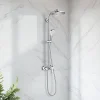 Colonne de douche mécanique chrome avec pommeau rond + douchette 1 jet + flexible, Hansgrohe Crometta S 240