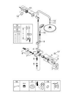 Colonne de douche mécanique chrome Grohe Vitalio Start 250