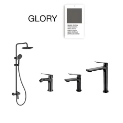 Colonne de douche mécanique avec barre extensible SKY BATH noir cristal PVD série GLORY