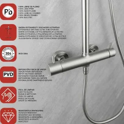 Colonne de douche mécanique avec barre extensible SKY BATH nickel brossé PVD série PROMISE