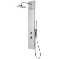 Colonne de douche mécanique hydromassante, gris, GoodHome Tanvia