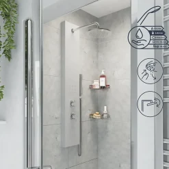 Colonne de douche mécanique hydromassante, gris, GoodHome Tanvia