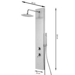 Colonne de douche mécanique hydromassante, gris, GoodHome Tanvia