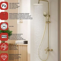 Colonne de douche mécanique avec barre extensible SKY BATH or brossé PVD série GLORY