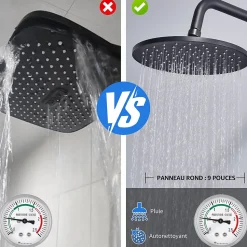Colonne de Douche Mecanique avec Mitigeur 2 Fonctions Jet Pluie Douchette a Main Hauteur Reglable 839 a 1164 mm Inox Noir