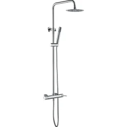 Colonne de douche mitigeur acier et laiton chrome avec douchette extensible anticalcaire