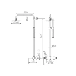 Colonne de douche mitigeur acier et laiton chrome avec douchette extensible anticalcaire