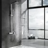 Colonne de douche mitigeur chrome en acier et laiton avec pommeau anticalcaire 20x20 cm