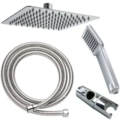 Colonne de douche monocommande carrée PIN, 80-120 cm, finition chrome poli, en laiton Kibath